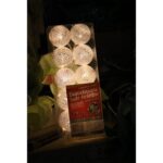 Srebrne Kule Świetlne z Bawełny z 10 LED, 5cm, Zasilane Bateriami 2xAA, Długość Przewodu 165cm - obrazek 2