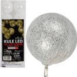 Dekoracyjne Białe Lampki LED w Bawełnianych Kulach 10 szt. - Cotton Balls, na baterie