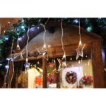 Kurtyna świetlna LED Gwiazdki na baterie z wyłącznikiem czasowym i przeźroczystym przewodem - obrazek 3