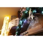 Biała Kurtyna Świetlna LED w Kształcie Śnieżynki na Baterie z Wyłącznikiem Czasowym - obrazek 3