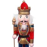 DZIADEK DO ORZECHOW FIGURKA DREWNIANA 30 CM CZERWONA - obrazek 2