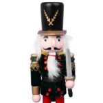 Czarny Drewniany Dziadek do Orzechów - Świąteczna Figurka dekoracyjna, 30 cm - obrazek 2