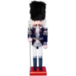 Figurka Świąteczna Dziadek do Orzechów 30cm - Drewniana Ozdoba w Kolorze Granatowym