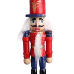 Drewniana Figurka Dziadka do Orzechów, Zawieszka Świąteczna, Wysokość 12,5 cm, Czerwona, Nr 2 - obrazek 2