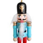 Drewniana Figurka Dziadek do Orzechów 12,5 cm - Niebieska Świąteczna Zawieszka Ozdobna Nr 6 - obrazek 2