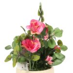 Różowe Różyczki w Doniczce - Sztuczne Kwiaty do Dekoracji Wnętrza i Ogrodu 18cm - obrazek 2