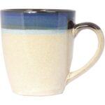 Zastawa stołowa ceramiczna brązowo-kremowo-niebieska - obrazek 3