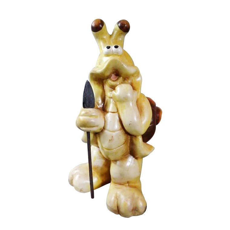 OB1931 Ceramiczny Ślimak z Łopatką - Zielona Figurka Dekoracyjna - obrazek 1