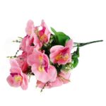 Bukiet Sztucznych Orchidei w Jasnoróżowym Kolorze - 10 Sztuk, 45 cm Wysokości - obrazek 3