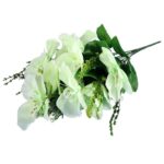 BUKIECIK 10 SZTUCZNYCH ORCHIDEI W KOLORZE BIAŁYM O WYSOKOŚCI 45 CM - obrazek 3