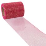 Różowa Organza Dekoracyjna na Szpuli, Szerokość 8 cm, Długość 10 m