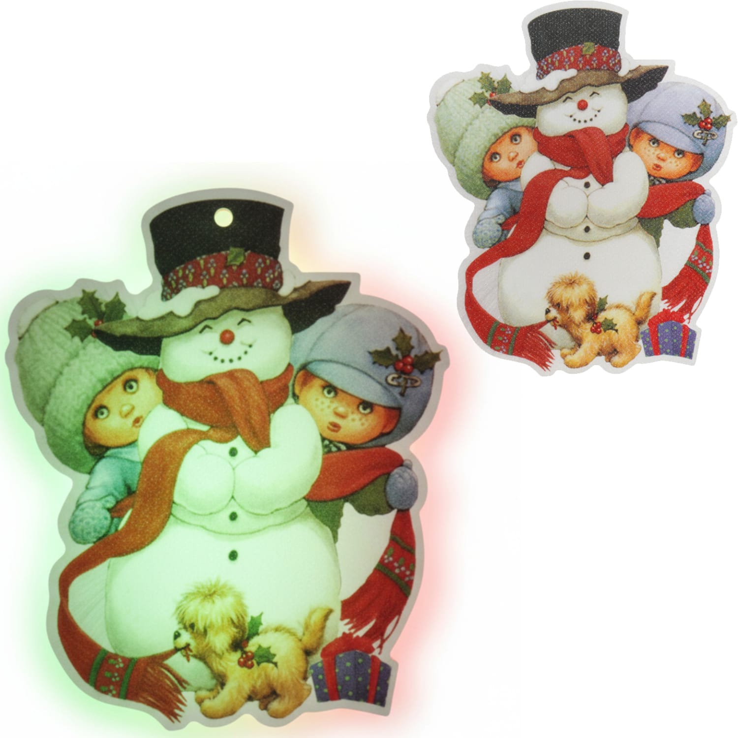 OZD-15-5901907034295-2 Podświetlana Baterią Dekoracja Świąteczna – Bałwanek z Przyssawką i Kolorowym LED - obrazek 1