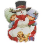 Podświetlana Baterią Dekoracja Świąteczna – Bałwanek z Przyssawką i Kolorowym LED - obrazek 2