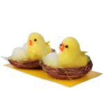 Zestaw Figurki Dekoracyjne Żółte Kurczaki w Gniazdach 2 Sztuki, 5 cm - obrazek 2