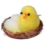 Zestaw Figurki Dekoracyjne Żółte Kurczaki w Gniazdach 2 Sztuki, 5 cm - obrazek 3