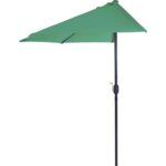 Półokrągły Parasol Ogrodowy i Balkonowy 270 cm z Wzmocnioną Czaszą i Korbką do Otwierania - Zielony