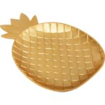 Zestaw 2 złotych, drewnianych tac w kształcie ananasów - obrazek 2