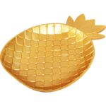 Zestaw 2 złotych, drewnianych tac w kształcie ananasów - obrazek 3