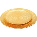 Zestaw 2 Złotych, Drewnianych Tac Okrągłych o Średnicy 40 cm i 30 cm