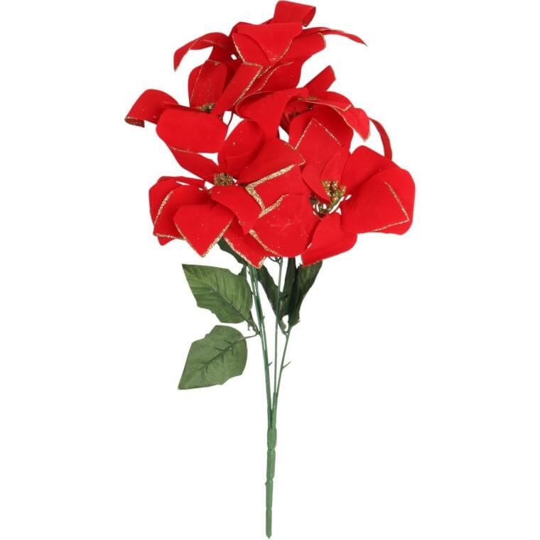 PC-05 Bukiet 5 POINSECJI WELUROWYCH 56 cm KOLOR CZERWONY - obrazek 1