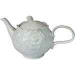 Elegancki Biały Dzbanek do Herbaty z Dekoracją Różowej Róży