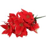 Bukiet 7 POINSECJI Z BROKATEM 33 cm KOLOR CZERWONY - obrazek 3