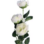 Gałązka Dekoracyjna z 3 Mini Piwoniami Sztucznymi, Kolor Biały, 65 cm - obrazek 2