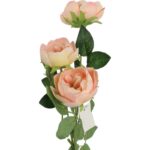 Sztuczna Gałązka z 3 Mini Piwoniami w Kolorze Łososiowym - Dekoracja Wnętrz 65 cm - obrazek 2