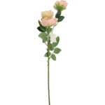 Sztuczna Gałązka z 3 Mini Piwoniami w Kolorze Łososiowym - Dekoracja Wnętrz 65 cm