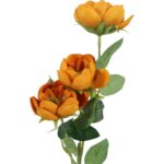 Pomarańczowe Mini Piwonie na Gałązce - Sztuczne Kwiaty do Dekoracji, Wysokość 65 cm - obrazek 2