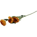 Pomarańczowe Mini Piwonie na Gałązce - Sztuczne Kwiaty do Dekoracji, Wysokość 65 cm - obrazek 3