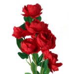 Czerwona sztuczna gałązka z 6 piwoniami - dekoracja o naturalnym wyglądzie, 62 cm - obrazek 2