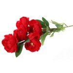 Czerwona sztuczna gałązka z 6 piwoniami - dekoracja o naturalnym wyglądzie, 62 cm - obrazek 3