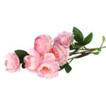 Sztuczna Gałązka z 6 Piwoniami w Kolorze Różowym - Dekoracja Wysokiej Jakości - obrazek 3