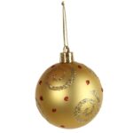 Kpl. 6 bombek plastikowych z dekorem 6 cm złote - obrazek 3