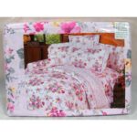 Elegancki komplet pościeli satynowej - Białe kwiaty na różowym tle - obrazek 3