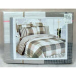 Elegancki Komplet Pościeli w Brązowej Kracie ze 100% Satynowej Bawełny - obrazek 3