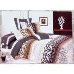 Elegancki Komplet Pościeli Satynowej w Odcieniach Bieli i Brązu