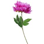 Sztuczna Piwonia Fioletowa z Żółtym Środkiem - 60 cm - obrazek 3