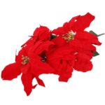 BUKIET 5 SZTUCZNYCH POINSECJI WELUROWYCH Z ZŁOTYMI ŚRODKAMI, WYSOKOŚĆ 52 CM, KOLOR CZERWONY - obrazek 3