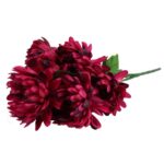 Sztuczne Chryzantemy w Bukiecie Bordowy 60cm - Dekoracja na Święto Zmarłych - obrazek 2