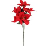 Bukiet 5 POINSECJI WELUROWYCH 32 cm KOLOR CZERWONY