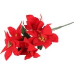 Bukiet 5 POINSECJI WELUROWYCH 32 cm KOLOR CZERWONY - obrazek 3