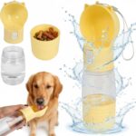 BUTELKA TURYSTYCZNA DLA PSA POIDŁO PRZENOŚNE Z POJEMNIKIEM NA KARMĘ 3W1 ŻÓŁTA