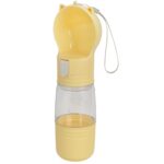 BUTELKA TURYSTYCZNA DLA PSA POIDŁO PRZENOŚNE Z POJEMNIKIEM NA KARMĘ 3W1 ŻÓŁTA - obrazek 2