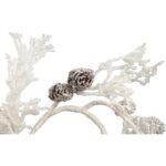 STROIK ŚWIĄTECZNY NA ŚWIECZKĘ Z BIAŁYMI BROKATOWYMI SZYSZKAMI 15 CM - obrazek 3