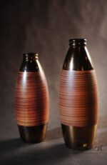 Mały Owalny Wazon Brązowy - 11x11x28 cm - Część Dwuczęściowej Kolekcji - obrazek 2