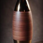 Mały Owalny Wazon Brązowy - 11x11x28 cm - Część Dwuczęściowej Kolekcji