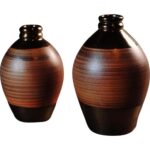 Wazon brązowy duży pękaty 17x17x24.5 cm - obrazek 2