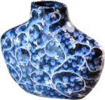 Wazon Ceramiczny Niebieski z Białymi Gałęziami - Szeroki Model z Kolekcji